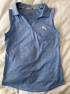 Puma Heathered Light Blue Sleeveless Polo